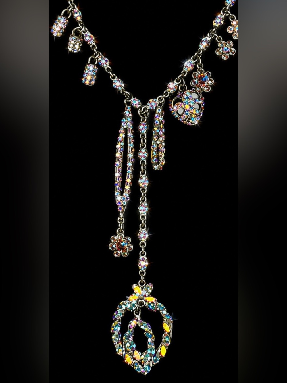 Otazu Vintage Swarovski Aurora Borealis Statement Necklace